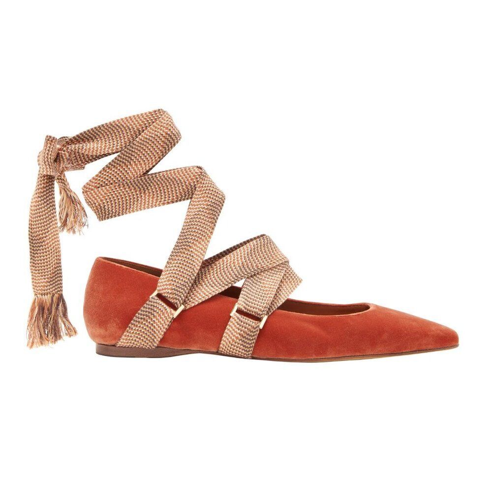Ulla Johnson Arlo Ribbon Ballet Flat In Redwood 39.5